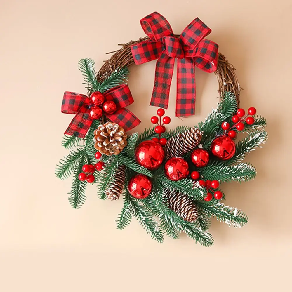 

Exquisite Artificial Christmas Wreath DIY Realistic Pine Cone Window Hanging Decor PVCVine Ring Decorative Props