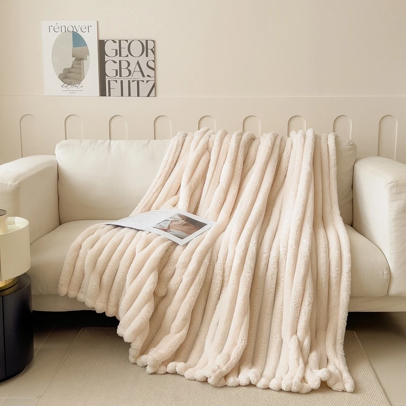 White Throw Blanket for Couch Super Soft Cozy Blankets for Women Girl Warm Winter Thick Polyester Plush Blanket for Home Bedroom