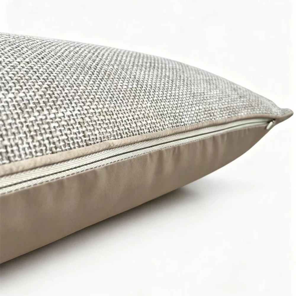 Modern Hopsack Linen-like Beige Woven Sofa Pillow Case Decorative Textured 30x50cm Hotel Home Car Lumbar Cushion Cover 1 Pc Pack