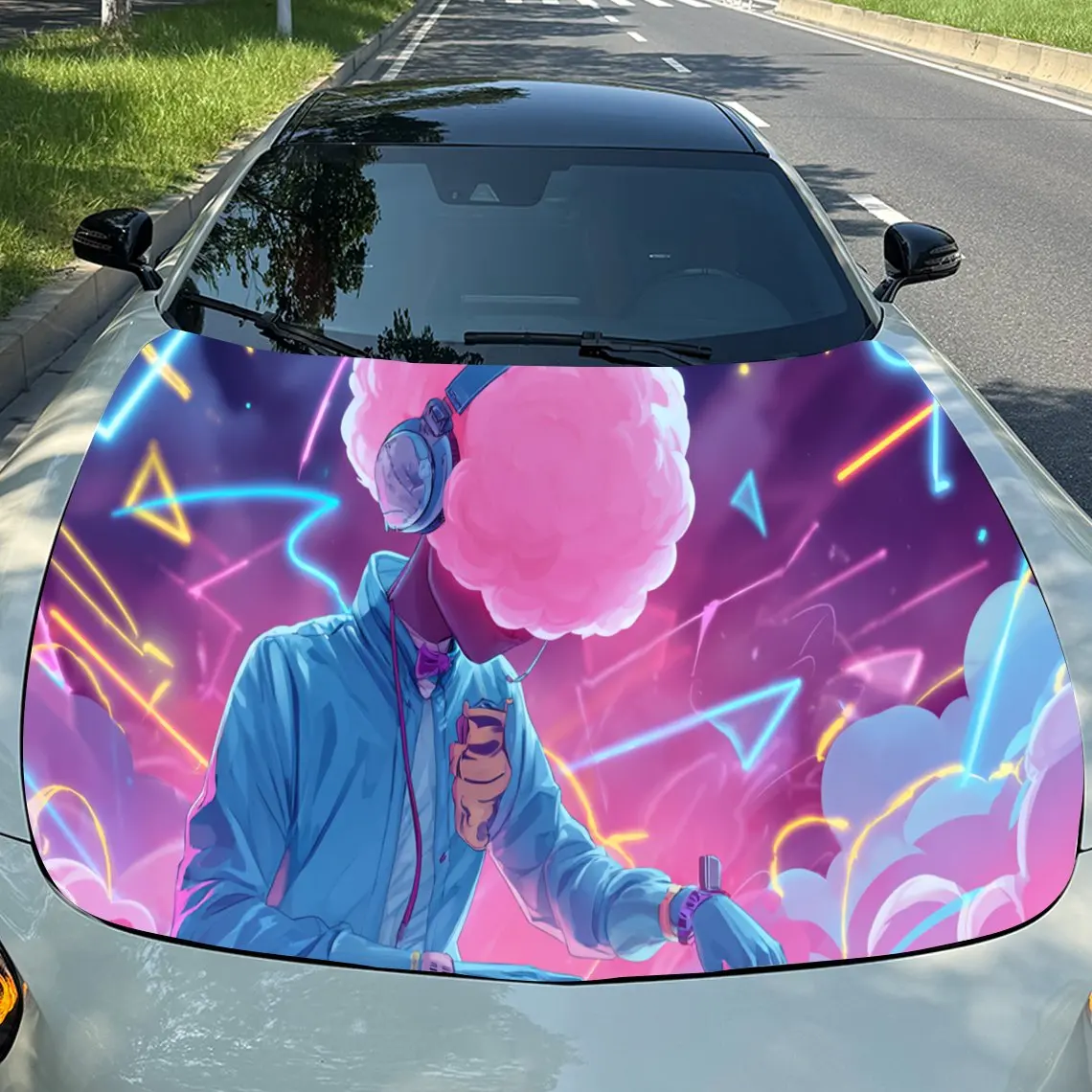 Cool Neon - Character Car Hood Stickers - Self-Adhesive, Waterproof and Durable Vinyl Wrap, Decorate And Protect Your Car, Fit F
