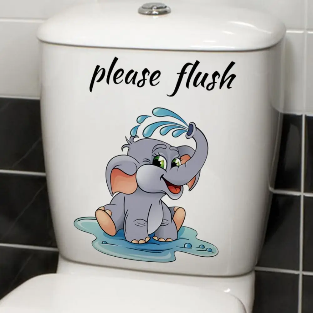 

Funny Elephant Elephant Playing Water Stickers Playing Water Lovely Elephant Toilet Decals PVC Waterproof Bathroom