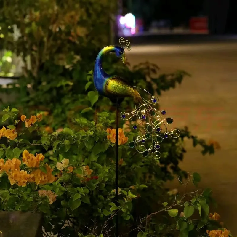 1Pc Peacock Solar Garden Lamp Outdoor Waterproof Animal Shape LED Light Auto Sensor Solar Powered Landscape Yard Art Decoration
