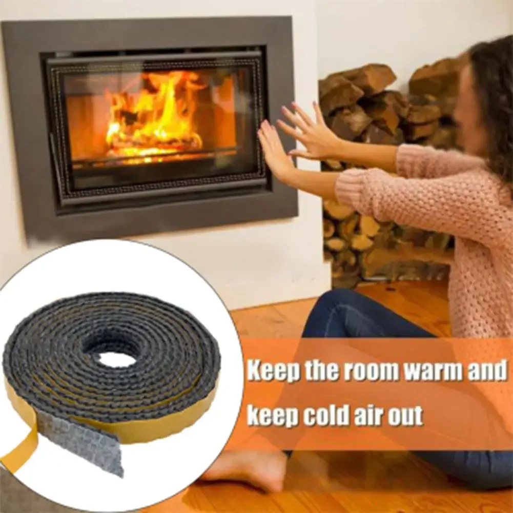 

Fireplace Sealing Rope 3 Meters Black Flat Stoves Rope Adhesive Chimney Fiberglass DoorStove Fireplace SealingTape Home Supplies