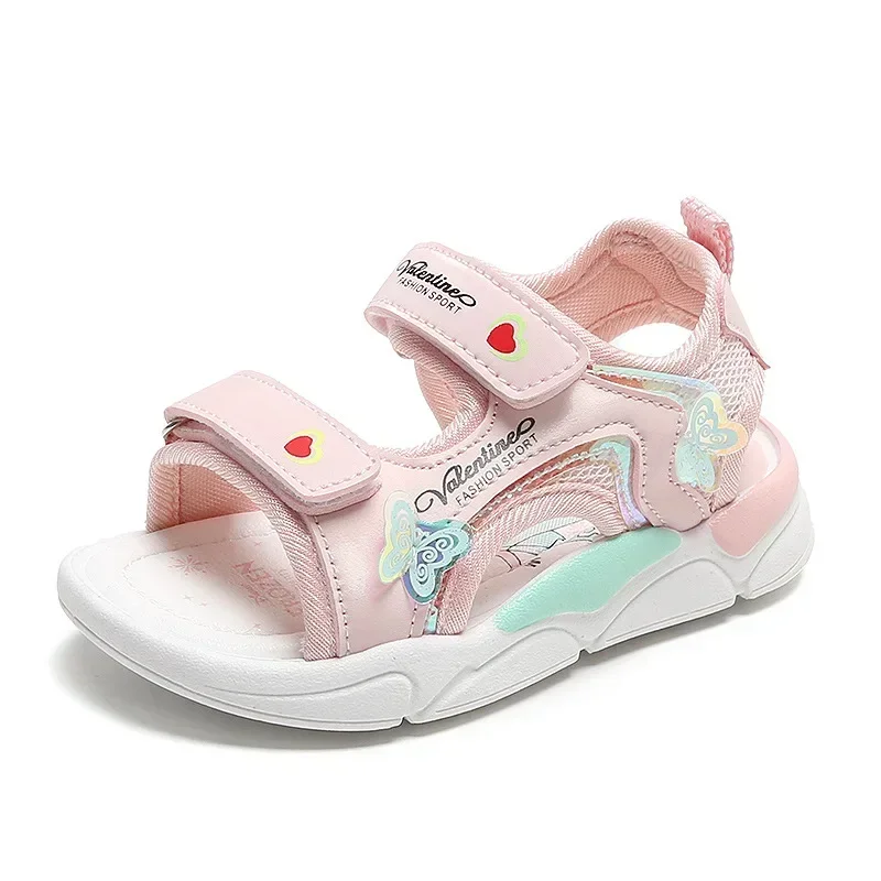 Girls Sandals Gladiator Cartoon Sweet Soft Children Beach Shoes Kids Summer Floral Sandals Princess Shoes Fashion Cute