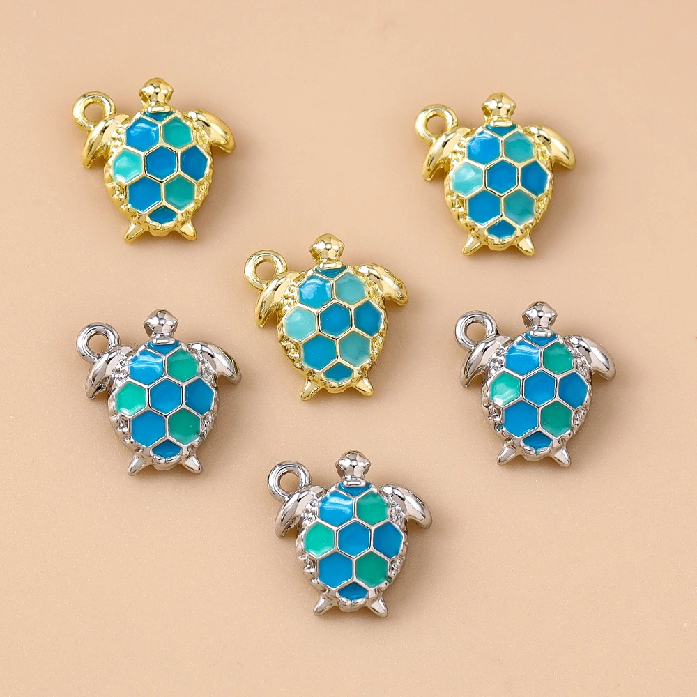 

5pcs 12x12mm Cartoon Enamel Animal Turtle Charms Pendants for Making Necklaces Earrings Bracelets DIY CraftS Jewelry Findings