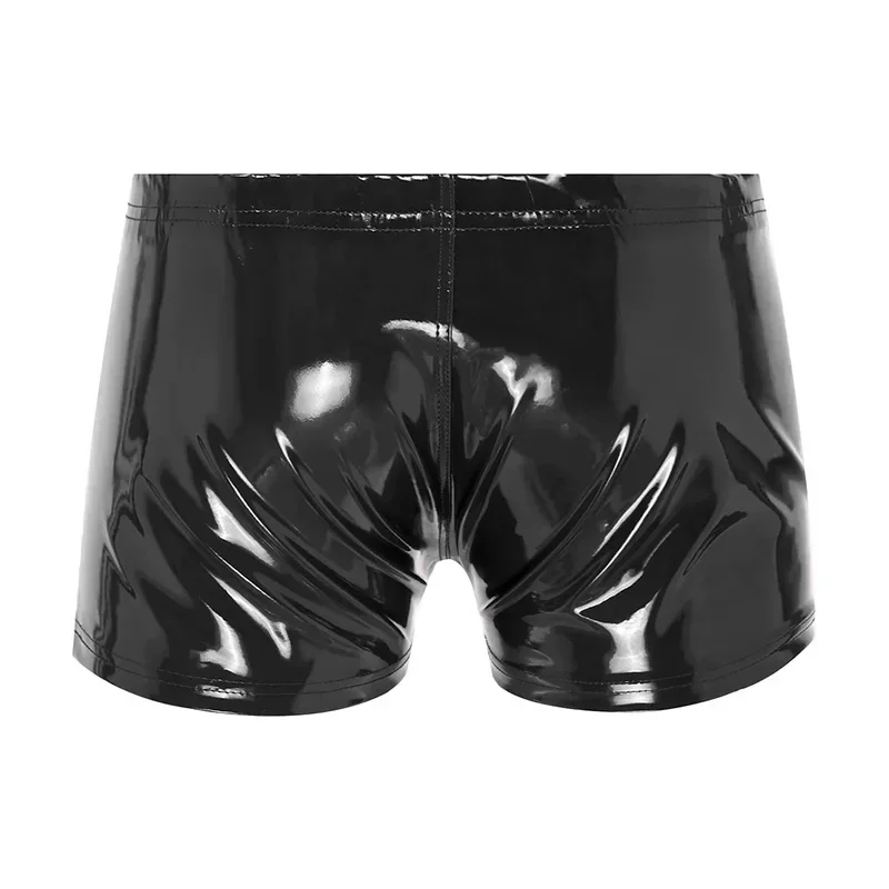 Men Solid Color PU Leather Pants Casual Men's Short Leather Pants Summer Fashion Trend Club Punk Style Shorts Underpants 2024