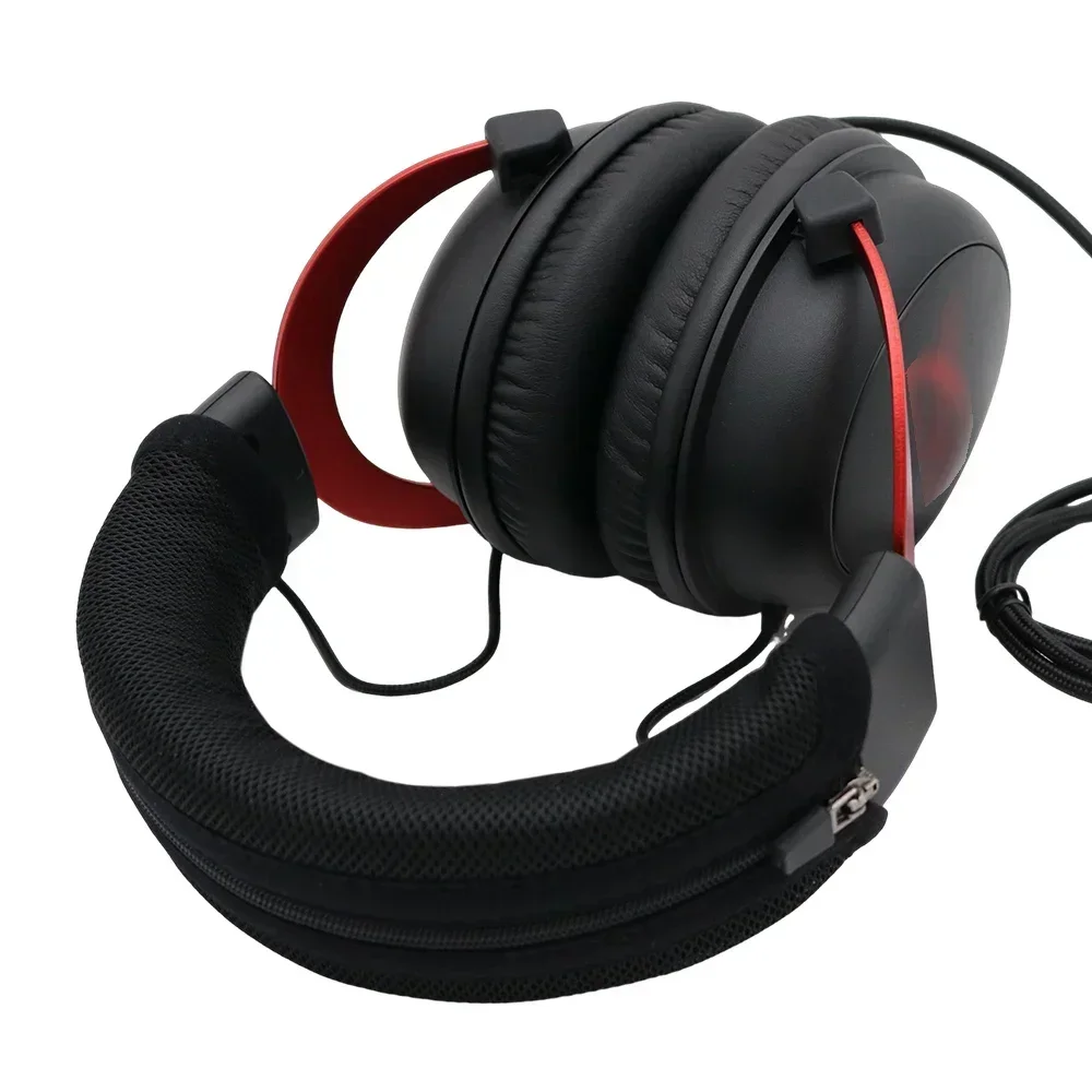 Advanced feeling Headphone Head Beam Cover for HyperX Cloud II Earphone Zipper knitted fabric headband protective cover.