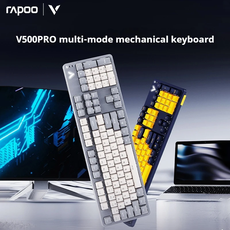 Rapoo V500pro Multi Mode Wireless Mechanical Keyboard Three Mode Blue Black Brown Switch Rgb Gaming And Esports Laptop Gift    