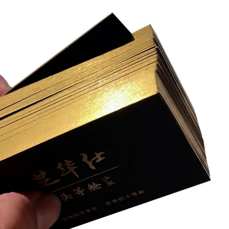 100PCS Customized Business Card High-end Gold foil Double-sided Printing Business Card 500G Paper 90*54MM