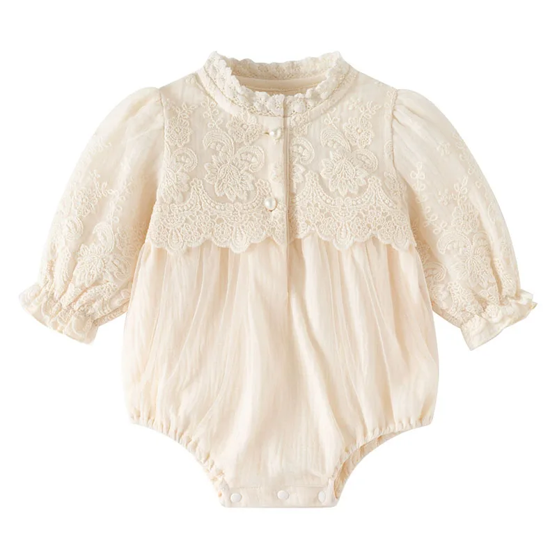 

Весенняя одежда для маленьких девочек, корейские милые хлопковые комбинезоны с длинными рукавами в стиле принцессы, комбинезоны для новорожденных, товары для новорожденных B398