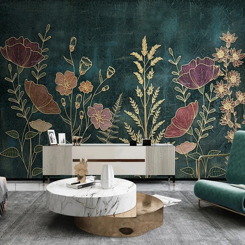 

Photo Wallpaper Nordic Light Luxury Plant Flowers Murals Living Room Bedroom Study Background Wall Home Decor Papel De Parede 3D