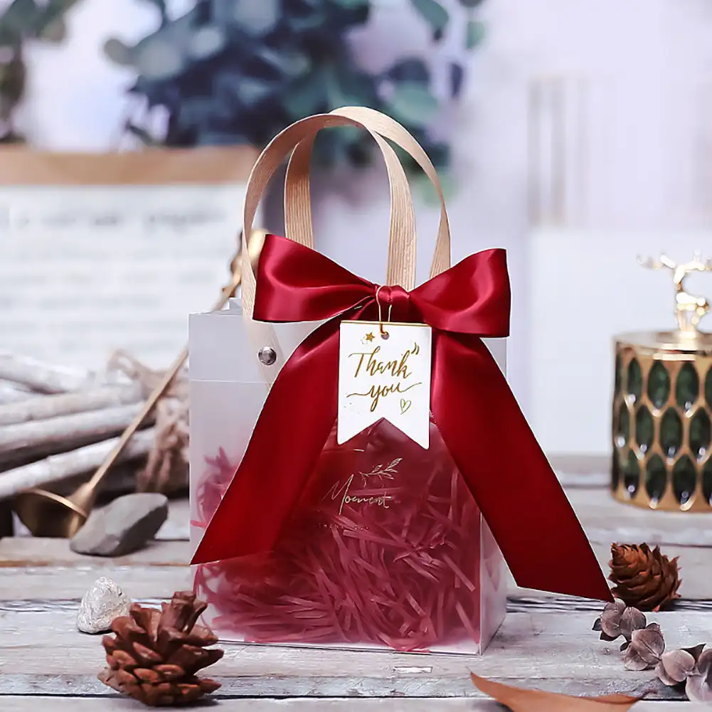 Multifunctional PVC Gift Bag Transparent Tote Bag Wedding Party Thanksgiving Day Valentine's Day Flower Gift Shpping Makeup Bag