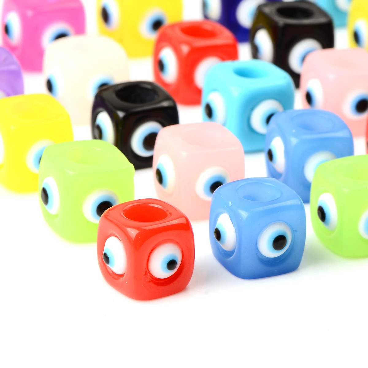 10pcs Colorful Evil Eye Acrylic Beads for Jewelry Making Spacer Charms Beads For You DIY Key Chain Phone Chain Ornament