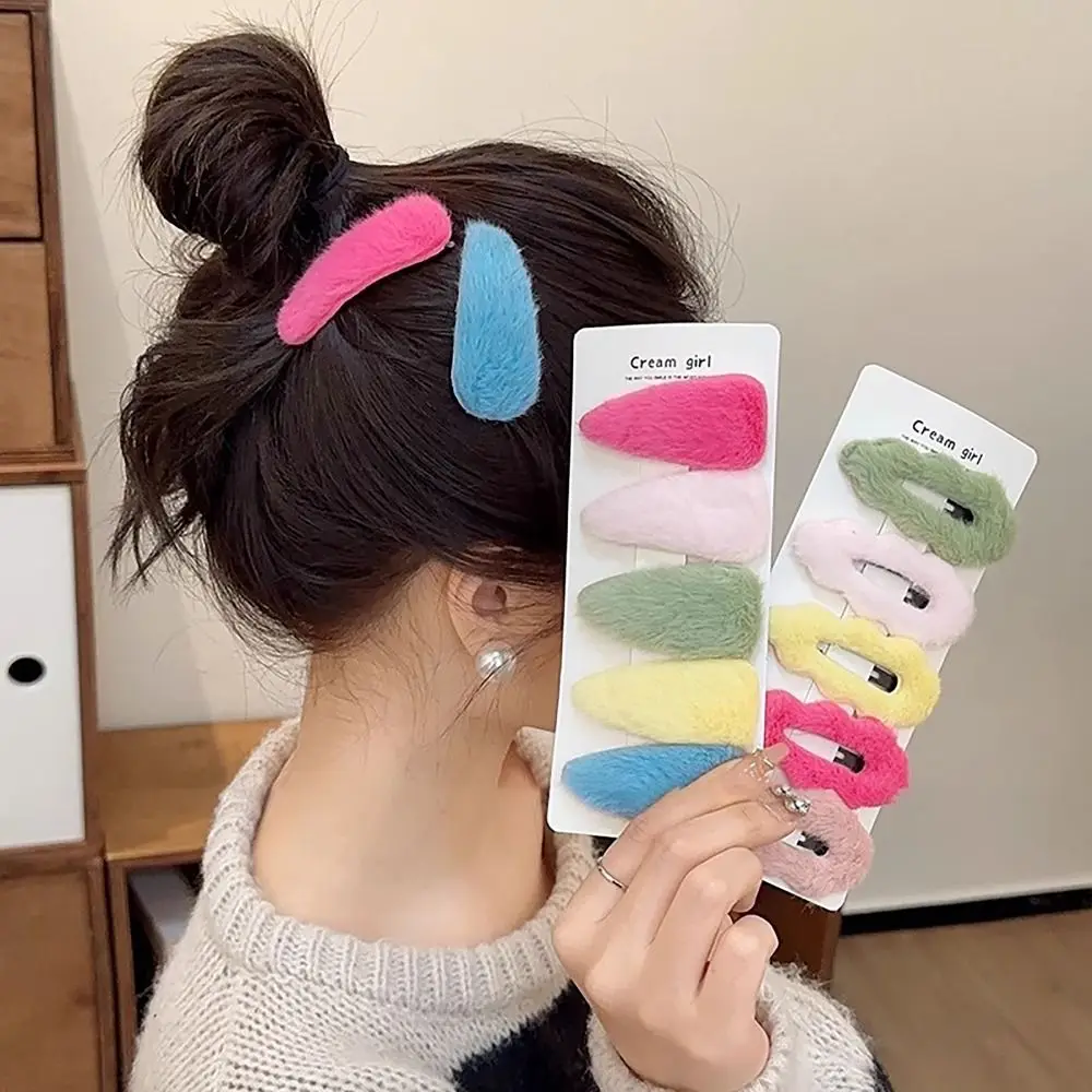 Random Color Hair Clips Convenient Fluffy Hair Ornament Bang Clip INS Style Sweet Headwear Cute Barrette Girls