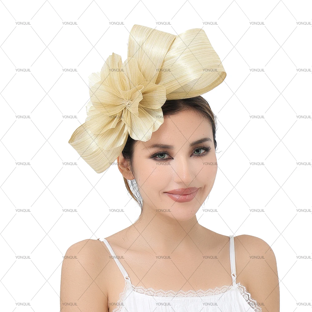 

Роскошная шляпа-дерби с цветком, повязка на голову, женская модная новая шляпа, женская шляпа невесты, свадебный головной убор с повязкой на голову для невесты