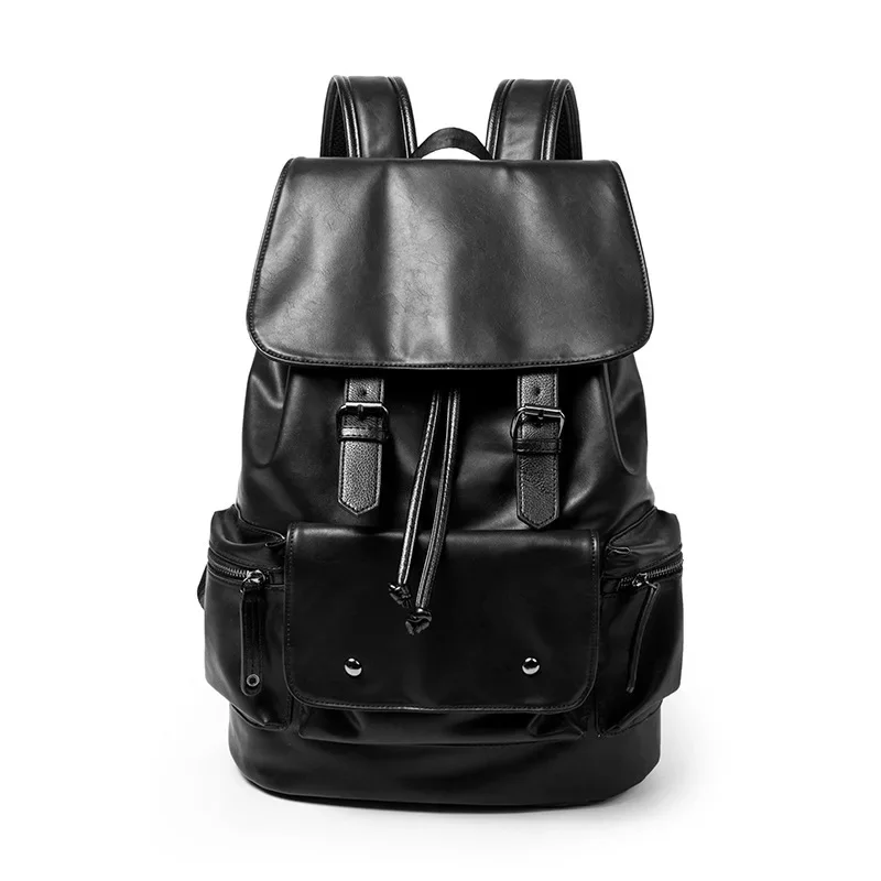 New Fashion Men Bacpacks High Quality PU Leather Backpack For Men Solid Large Capacity Men's Backpacks With USB Interface Bags