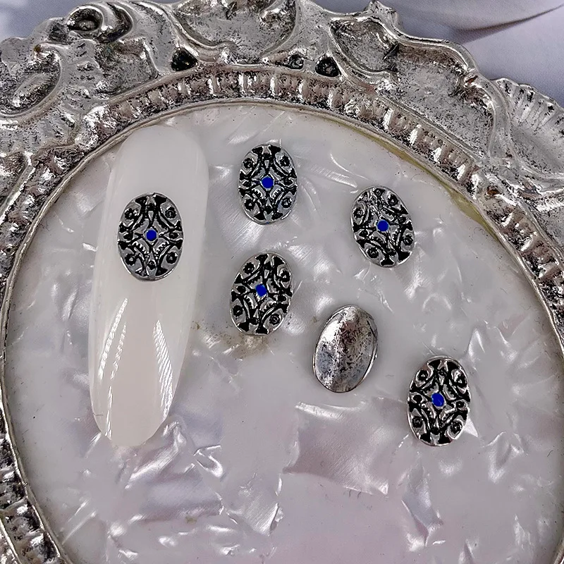 20OPCS Retro 3D Antique Silver Nail Art Charms Accessories Parts For Bohemian Nails Decoration Design Supplies Manicure Material