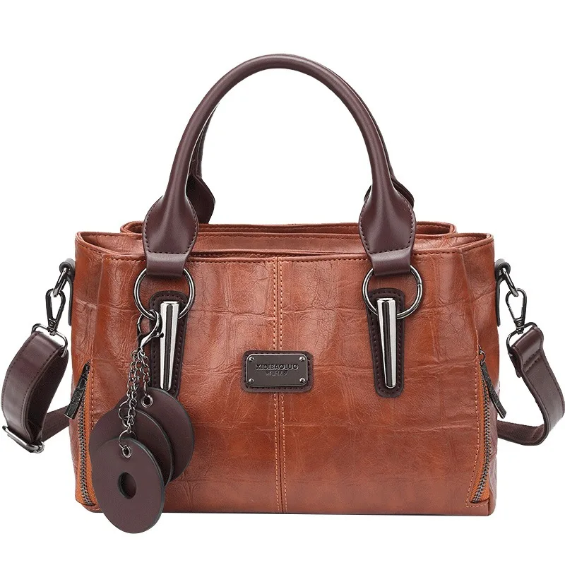 

Nesitu Large Capacity Women Handbag Purse Lady PU Leather Shoulder Messenger Bag Vintage Large Capacity Black Brown Green M301