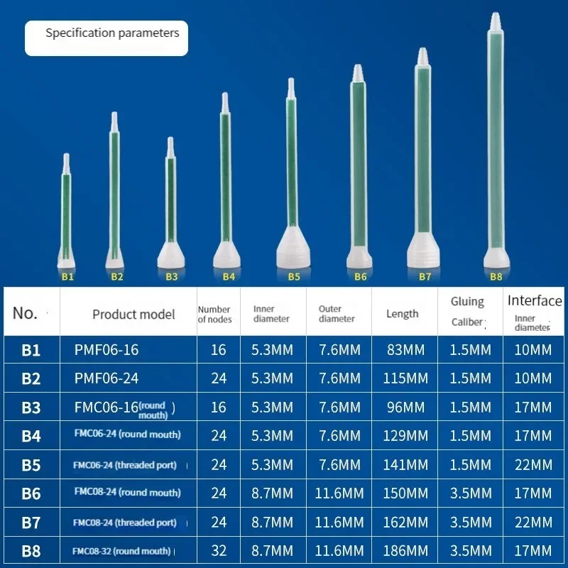 The mixing nozzle of AB mixing tube can be connected with the dispensing needle PMF/PMA series static mixing