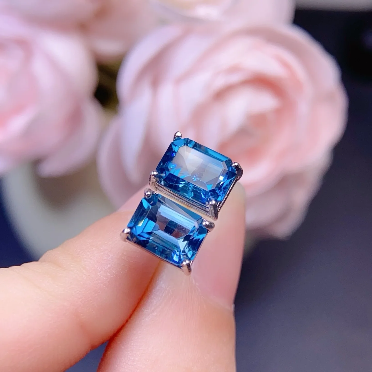 

Серьги из чистого натурального синего топаза, 6*8 мм, серебро 925 пробы, мелко инкрустированный цвет, серьги с натуральным драгоценным камнем Лондона и синим топазом