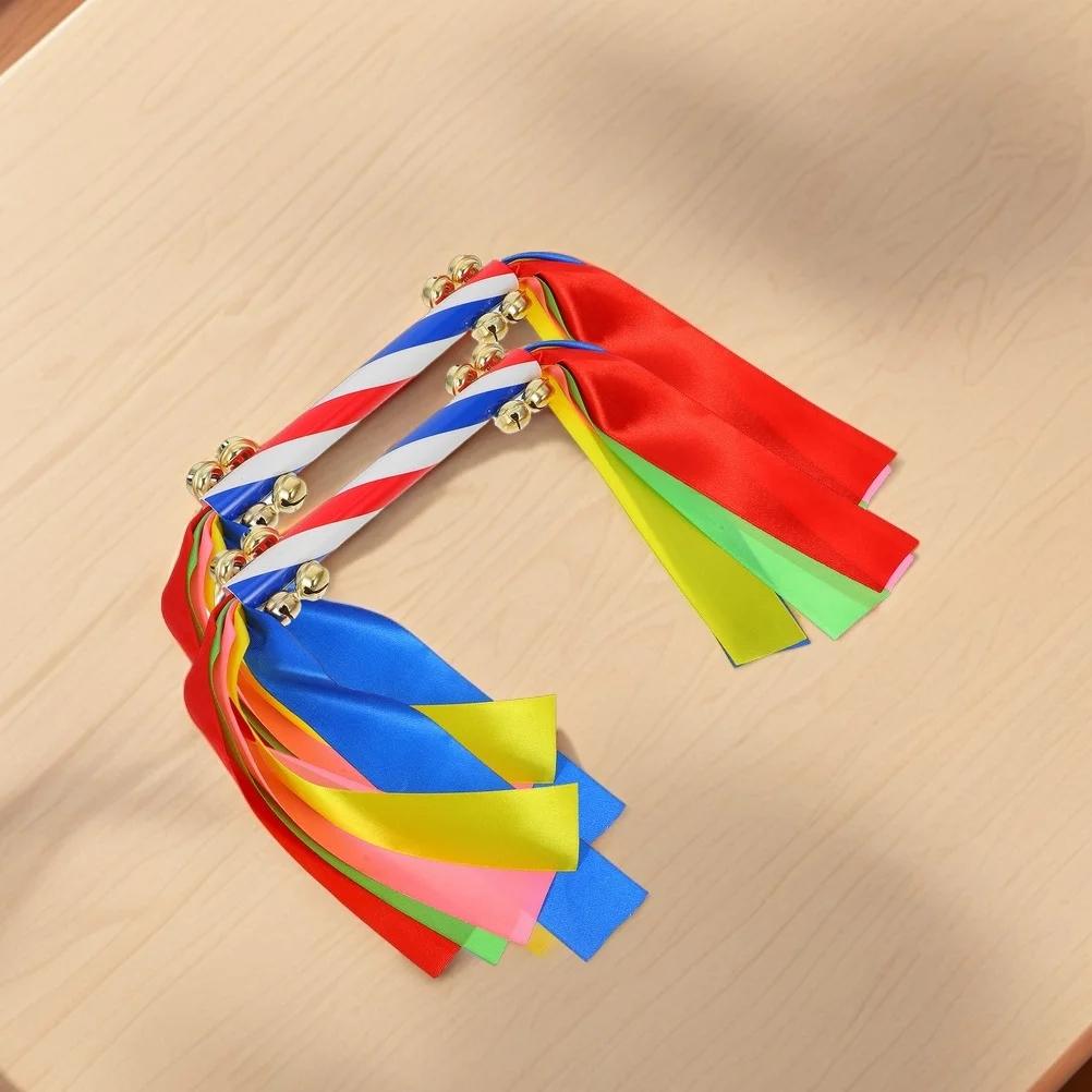 

2Pcs Cheerleader Pom Poms Reusable Portable Lightweight Dance Stick Bells Gymnastics Cheer Props Cheer