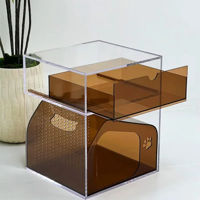 Mesita de noche italiana con forma de nido para gatos, acrílico de estilo moderno, muebles personalizados para mascotas, esquina creativa compartida de unos lados