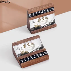 70x57mm Wood Sign Holder Display Stands Adjustable Number Price Cube Tags Small Price Label Paper Card Holder Tags