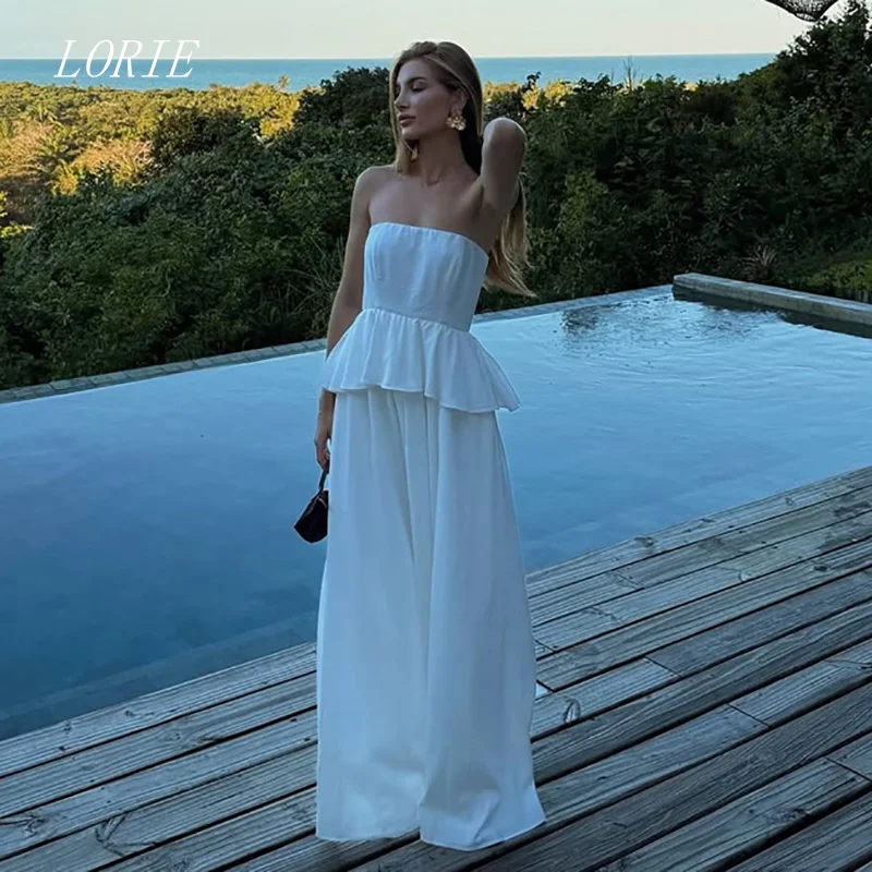 

LORIE Classical Satin Straight Wedding Dress Sleeveless Ruched Bridal Dresses Strapless Wedding Gown Customized 2026