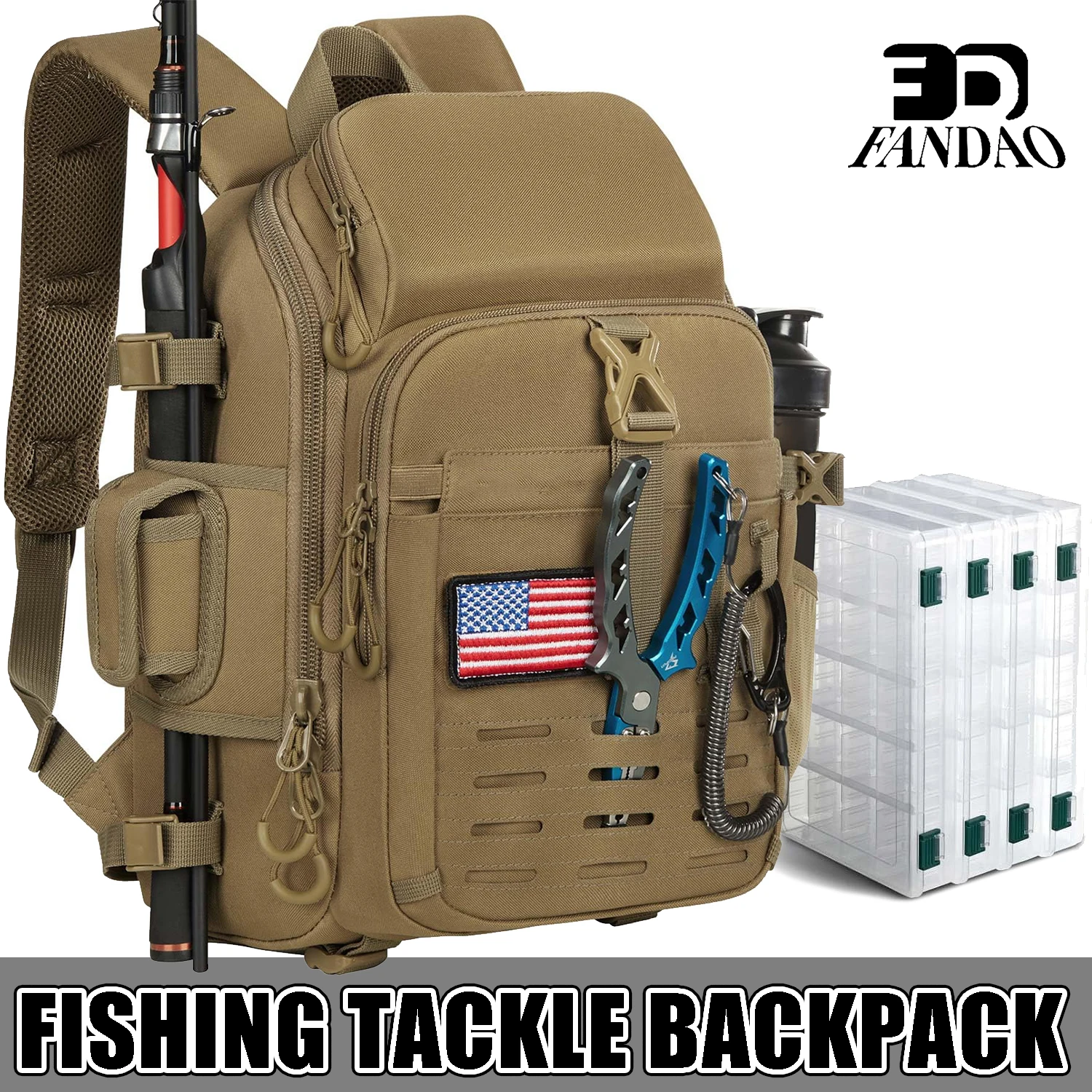 

Рюкзак для рыболовных снастей с удочкой и держателем снаряжения, легкая сумка для хранения рыболовных снастей с защитным чехлом от дождя