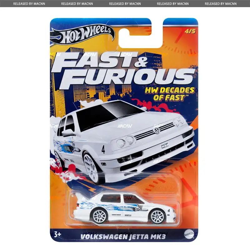 Hot Wheels Fast & Furious HNR88-2024-E Case Volkswagen Jetta MK3/El Camino/Hummer H1 Decades of Fast 1/64 Die-cast Mode Car