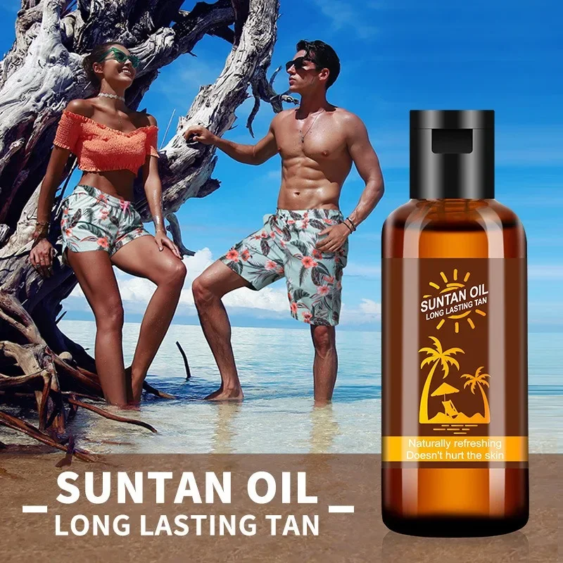 Body Bronzer Self-tanning Oil Beach Sexy Bronzing Suntan Emulsion Men Women Natural Tan Lotion Lasting Skin Brown Tanning Serum