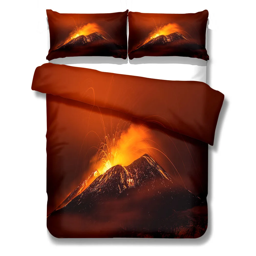 

Volcano Erupting Bedding Set King Queen Double Full Twin Single Size Duvet Cover Pillow Case Bed Linen Set