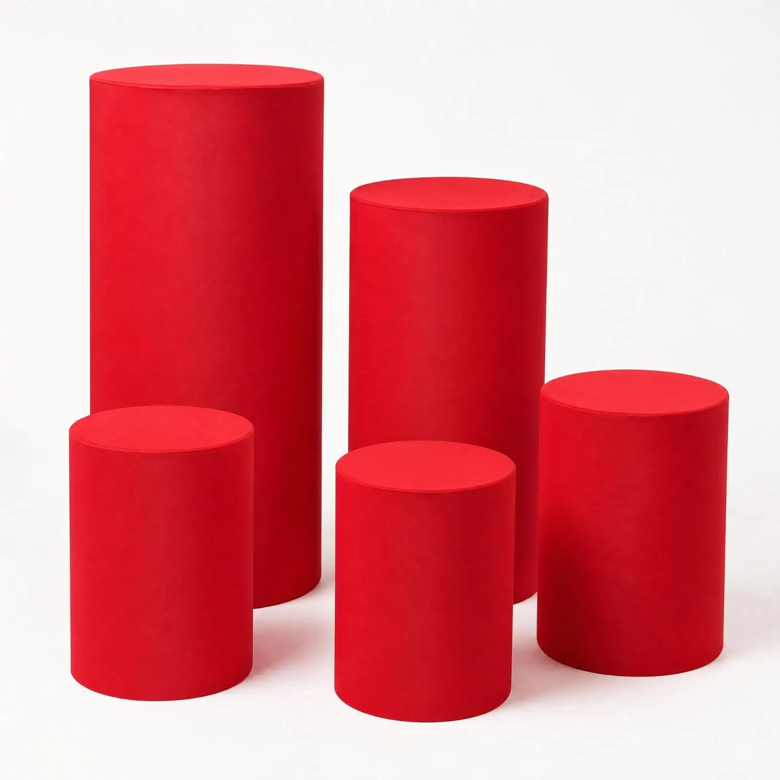 Elastic Round Cylinder Table Cover Polyester Fabric Fits 30x55cm Pedestal Cake Stand Cover for Birthday Party Decor