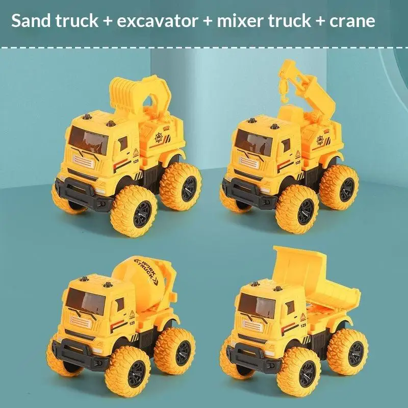 【BS】1Pcs Inertia Simulation Truck Toy Engineering Military Fire Sanitation Vehicle With Big Tire For Kids Play Birthday Gift