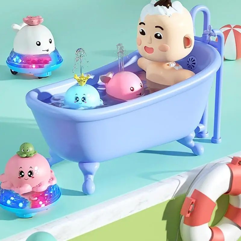 لعبة حمام الطفل مزودة بمستشعر الحوت التلقائي للعب المياه التفاعلية، مادة ABS آمنة، ألوان عشوائية F19F