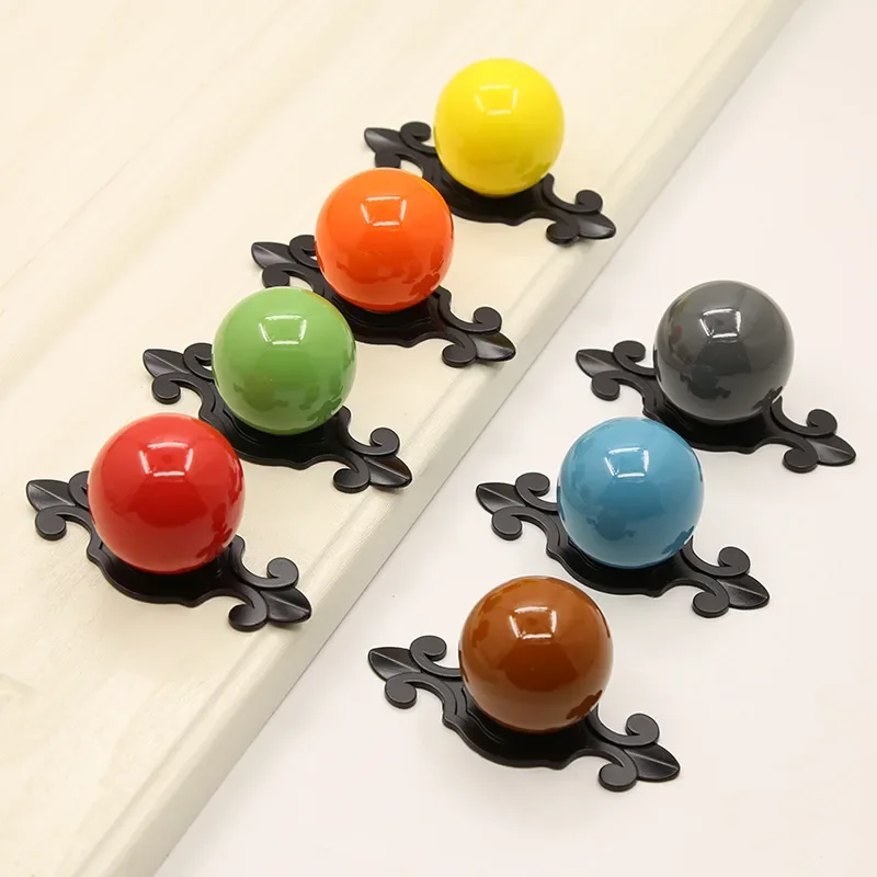 Seven-color cabinet door cabinet drawer ceramic single-hole handle Simple zinc alloy cabinet furniture handle
