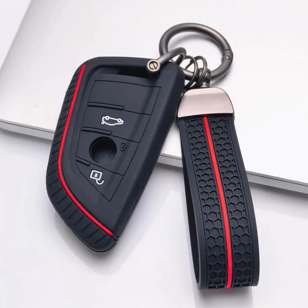Silicone Keychain for BMW F48 F46 F10 F20 F30 X1 X2 X3 X4 X5 X6 Z4 1 2 3 4 5 6 7 Serie 7 Wallet Remote Car Holder Key Case Cover