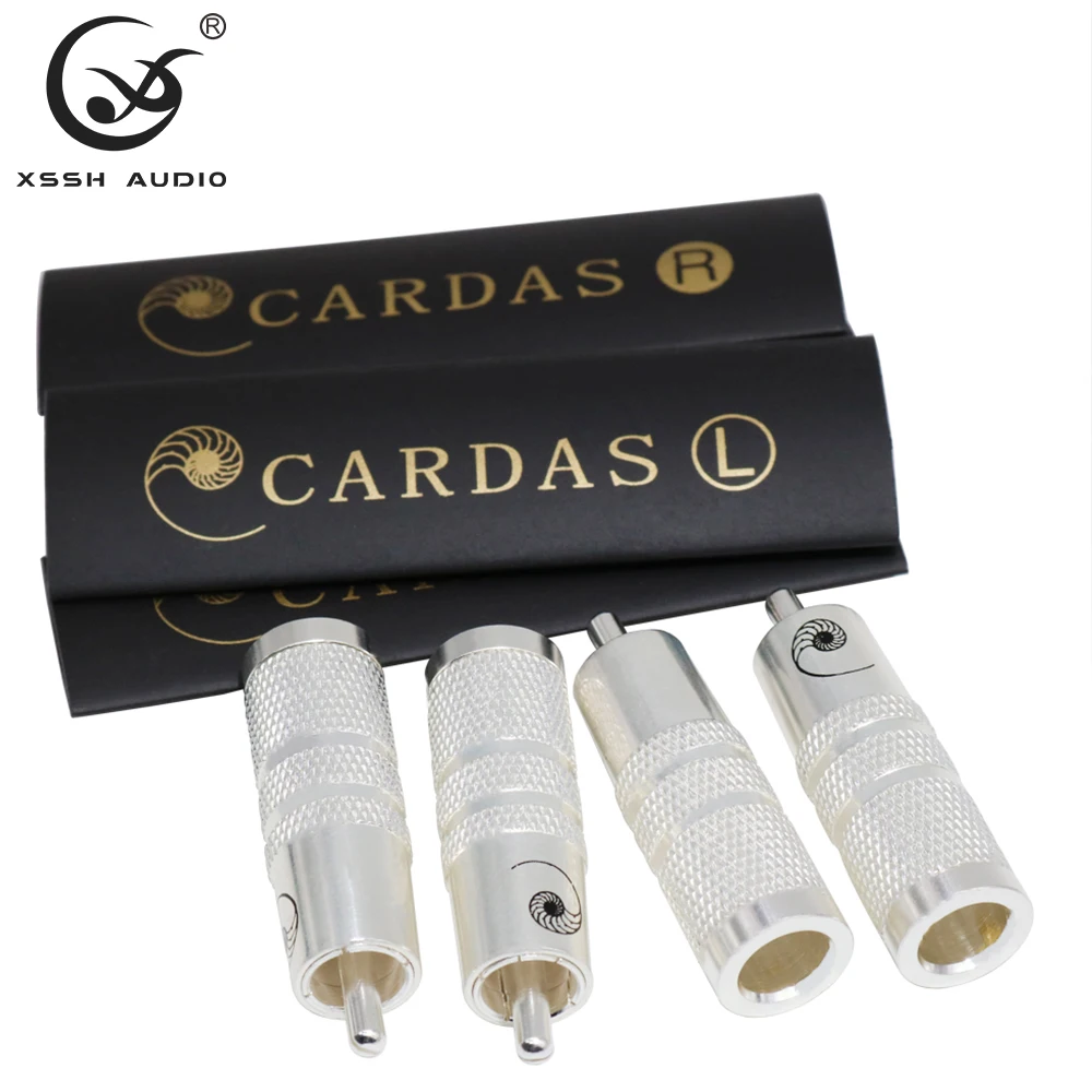 4pcs 8pcs XSSH YIVO Hifi Brass Plated Silver Conductor Male RCA Plug Connector Silver Gold Shell Lotus Audio Jack For DIY Cable