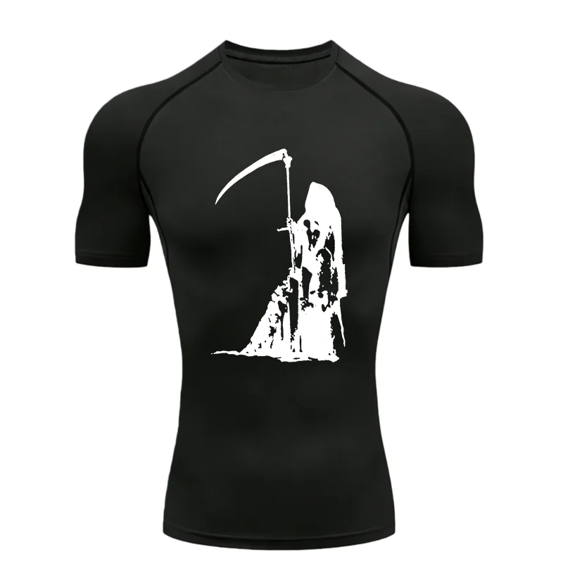 Grim Reaper 2026 Men's Sports T-shirt Training Compression Quick Dry Short Sleeve Rashgard Tops Jogging Running Workout T-Shirt
