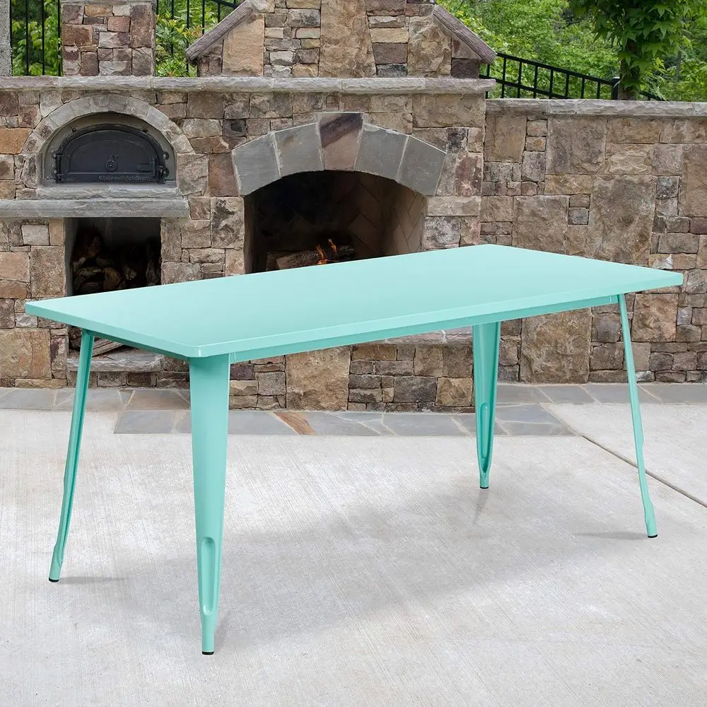 

Commercial Grade 31.5 x 63 Rectangular Mint Green Metal Indoor-Outdoor Table