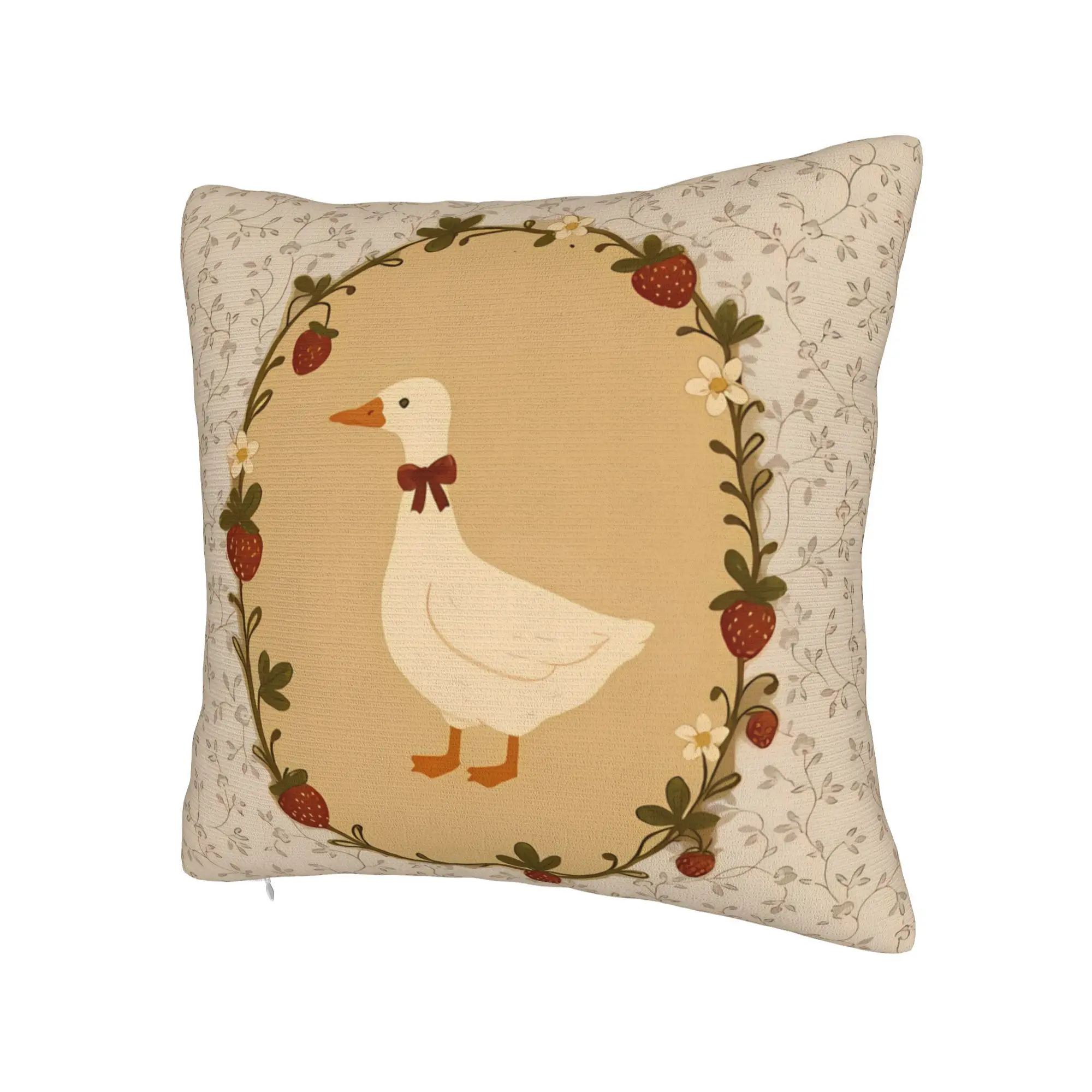 Cute Big Goose Print Throw Pillowcase - Contemporary Polyester Zippered Cushion Cover, Machine Washable