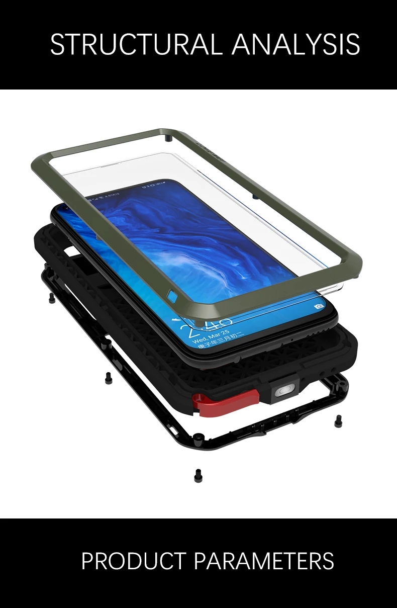 Love Mei Powerful Case For Huawei P40 Lite Waterproof Shockproof Metal Aluminum Case Cover For Huawei P40 Pro Tempered Glass