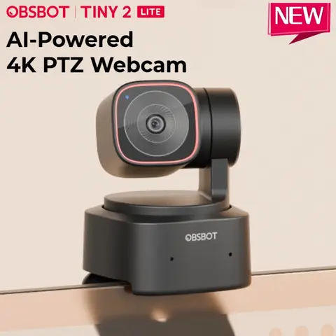 OBSBOT Tiny 2 Lite PTZ 4K Webcam 1080p HDR With AI Tracking Privacy Cover Microphone 1/2 Sensor⊰USB2.0๑Plug&play