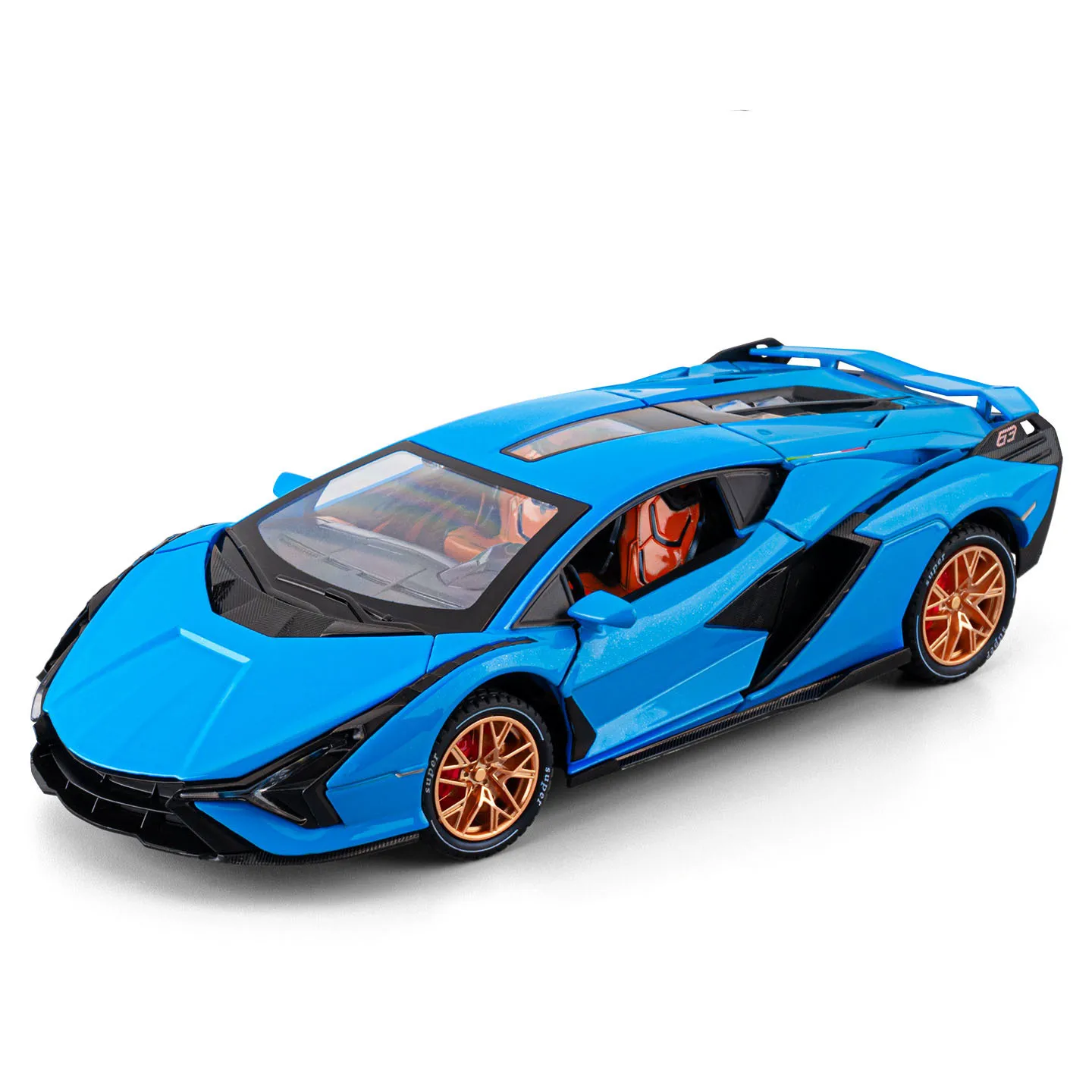 1:24 Lightning Supercar Alloy Car Model Remote Control With Sound Light Spray Exhaust Rechargeable Toy Vehicle For Kids Gift