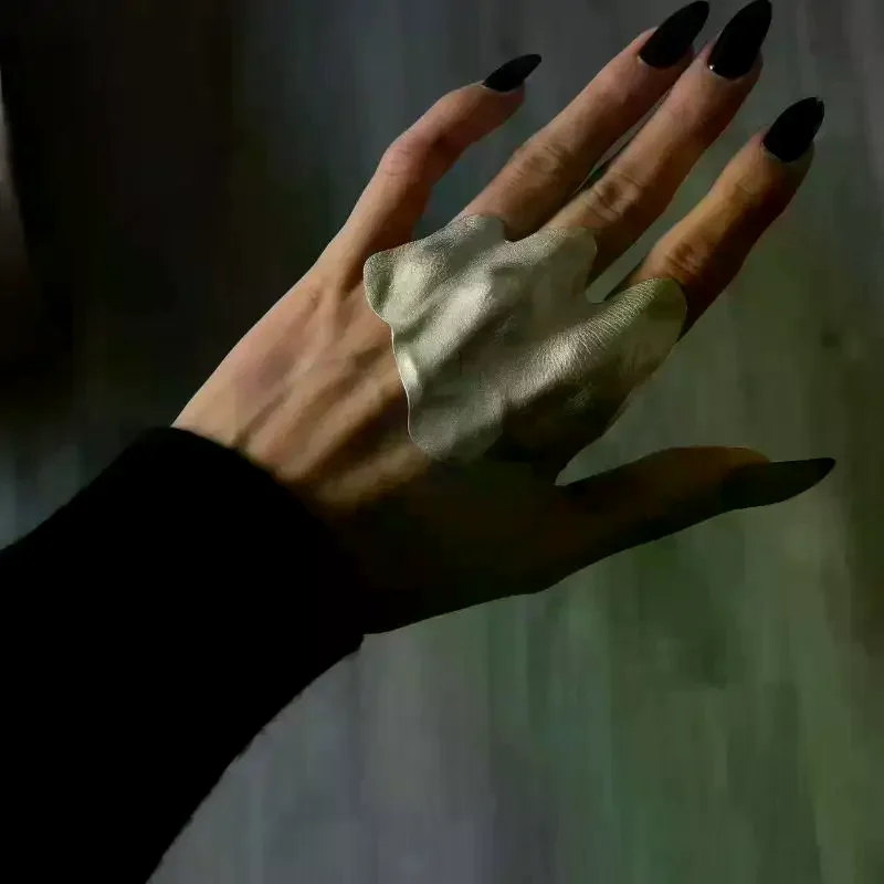 Fashion Metal Irregular Pleated Ring For Women Men Minimalist Silver Color Irregular Adjustable Knuckle Ring Jewelry