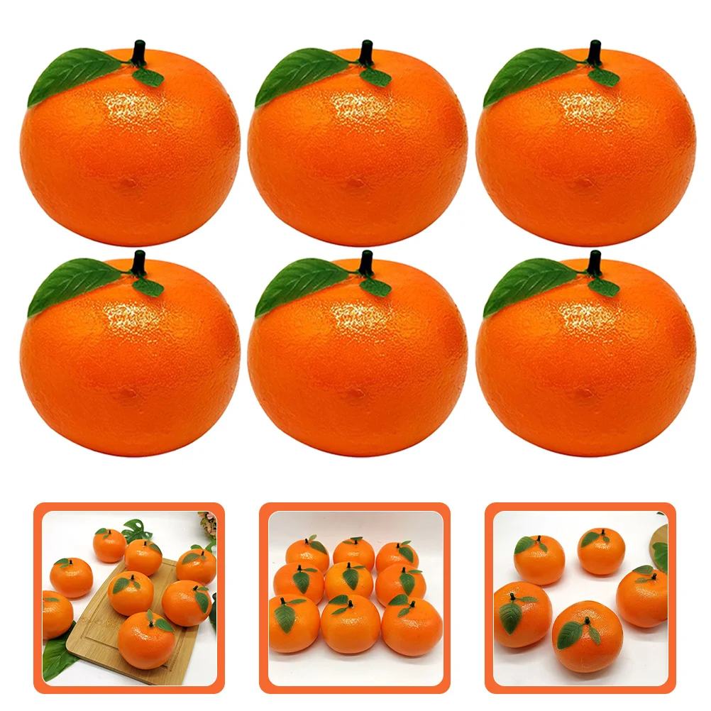 

6pcs Faux For Artificial Home Realistic Oranges Restaurant Decor Photography Props Fake Faux Oranges Fruit Decor