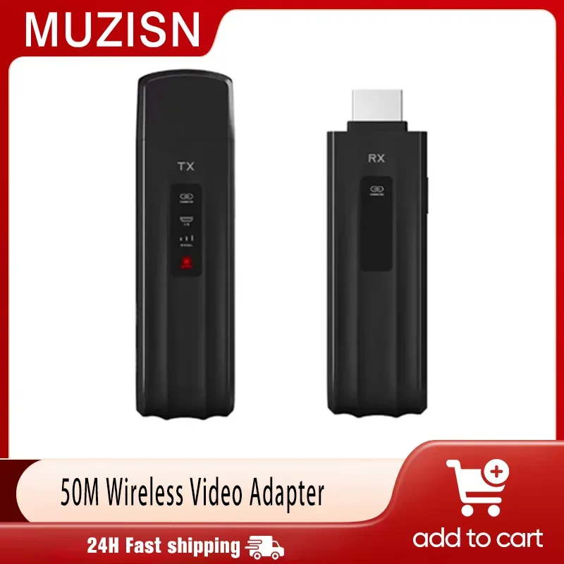 50M Wireless Transmission Video Transmitter and Receiver HDMI-Compatible Extender Display Adapter Cable Screen Mirror for Camera