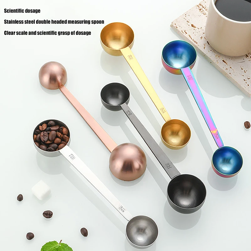 304 Stainless Steel Measuring Spoons With Double Head Coffee Scoop 15ml 30ml For Barista Coffee Bean Kitchen Measuring