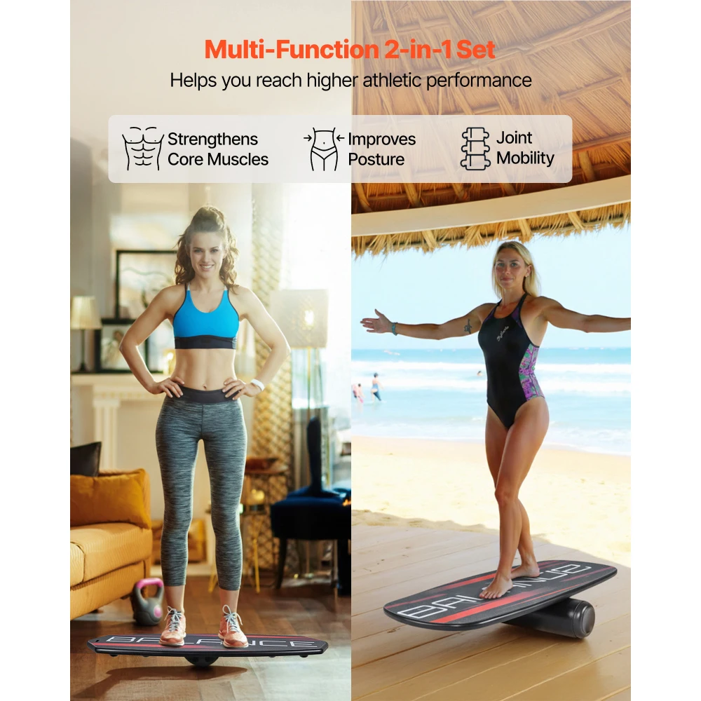 Ye Balance Board, 3-Level Height Adjustable Wobble Board Trainer for Adults, Premium Wooden Balance Training Equipment with Roller, Magnetic Stoppers & Storage Rack, for Core Workouts & Surf Training