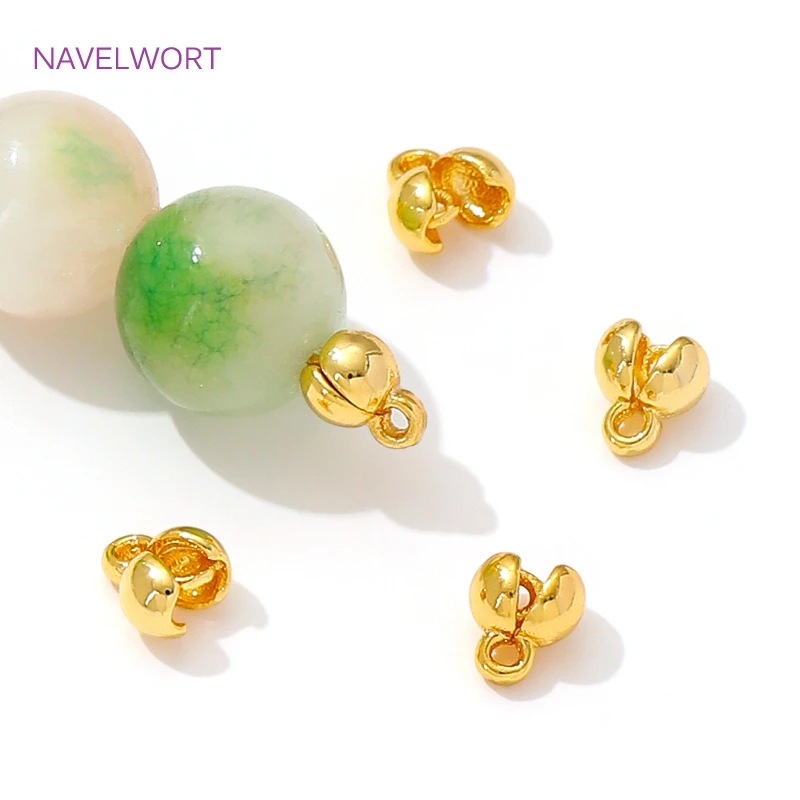 18K Gold Plated Brass Crimp Beads Clamping Beads,End Caps For Jewelry,For DIY Jewelry Making Accessories,Caps For Bracelet image 4